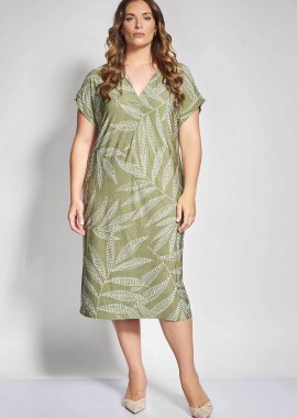 PARABITA - Parabita γυναικείο midi φόρεμα με floral print - 012610600669 Χακί