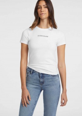 GUESS - Guess γυναικείο T-shirt με λογότυπο Slim Fit - W4YI01J1314 Λευκό