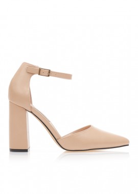 Tsoukalas - Γόβες nude δερματίνη με λουράκι NUDE