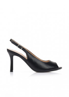 Tsoukalas - Γόβες slingback peep-toe ΜΑΥΡΟ