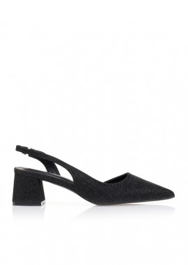 Tsoukalas - Γόβες λούρεξ slingback ΜΑΥΡΟ